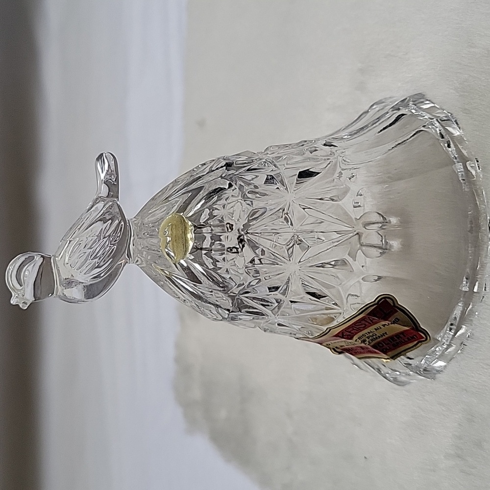 Echt Bleikristall Clear Lead Crystal Hand bell with Bird Handle made in  German